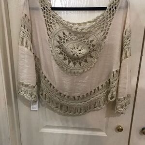 Cupshe Cream Cropped Asymmetrical Blouse